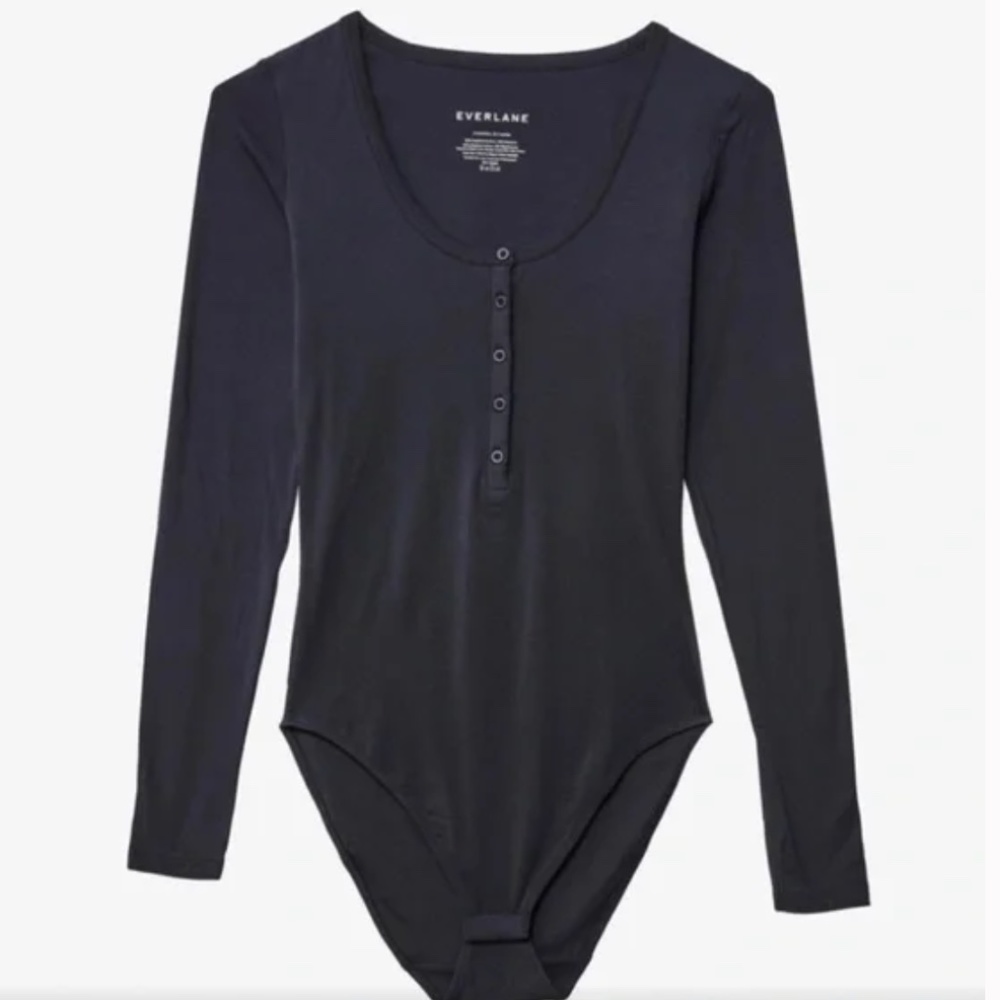 Everlane Henley Button Black Bodysuit - New NWOT Never Worn Size Small